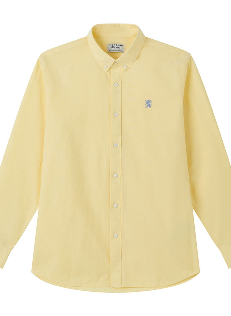 GIORDANO Men’s Cotton Slim Oxford Shirt with Embroidery - Image 3